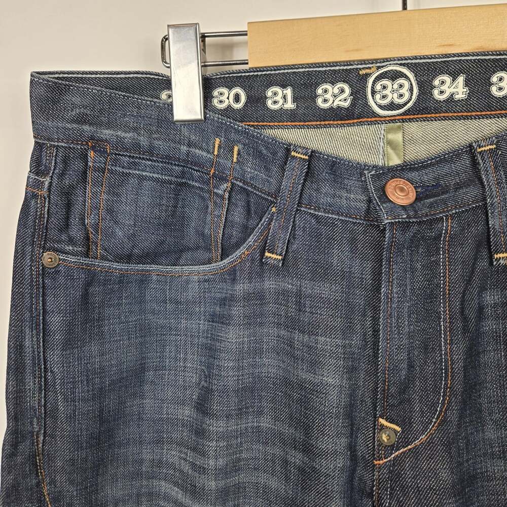 Earnest Sewn Fulton Men’s 33 X 30 Dark Wash Straight Leg Jeans Made USA - Picture 3 of 16